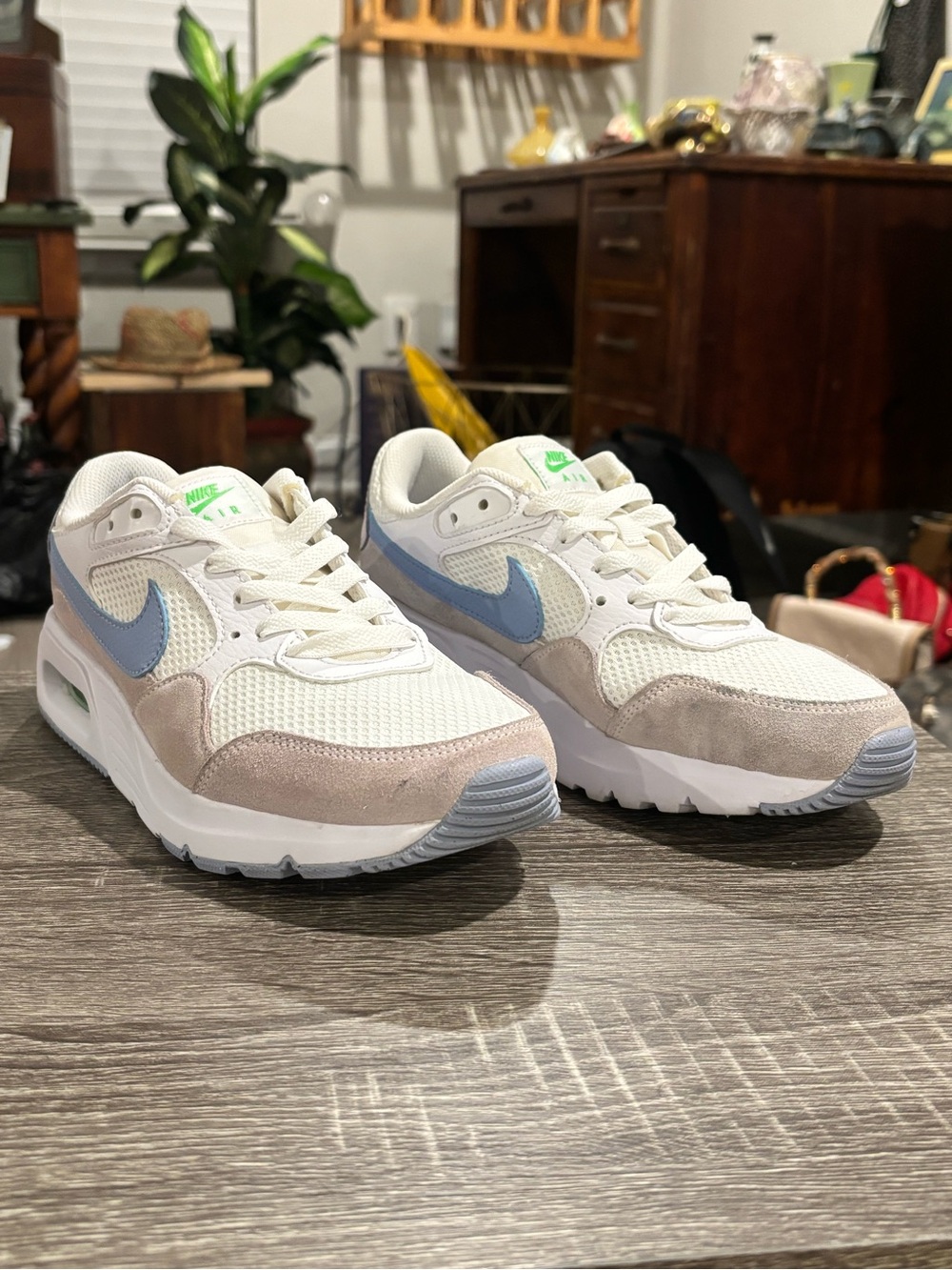 Nike Women's Sneakers in White, Light Blue & Beige